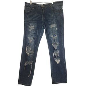 V.I.P. Jeans Womens Distressed Denim Pants Size 17/18